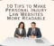 There is a long table with a man and a woman in business attire. Atop is the article title, "10 Tips to Make Personal Injury Law Websites More Readable." There are black and gray corners around the image.