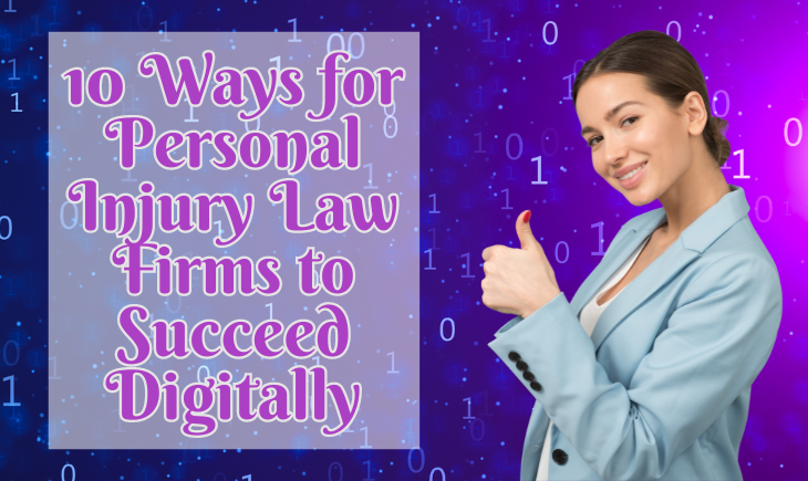 A businesswoman is to the right giving a thumbs up. On the left side of the picture is the title of the article, "10 Ways for Law Firms to Succeed Digitally."