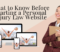 There is a woman in maroon business attire holding a clipboard to her chest. On the bottom-left are a desktop computer, laptop, tablet, and phone all showing a woman with her back toward us raising her hands and holding a hat. The article title, "What to Know Before Starting a Personal Injury Law Website," is above them.