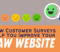 There are five emojis ranging from very sad to very happy. A hand is holding a magnifying glass up and zooming in on the happiest emoji. Below these emojis is the article title, "How Customer Surveys Help You Improve Your Law Website."